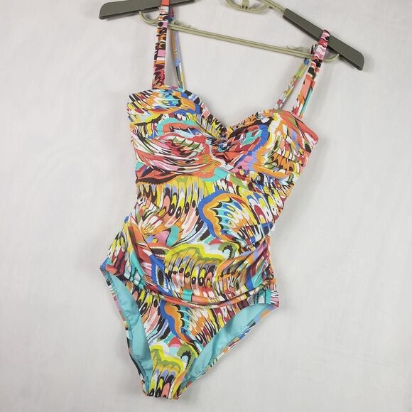 Bleu Rod Beattie Swimsuit One Piece Womens 12 Multicolor Ruched Sweetheart - Picture 3 of 13
